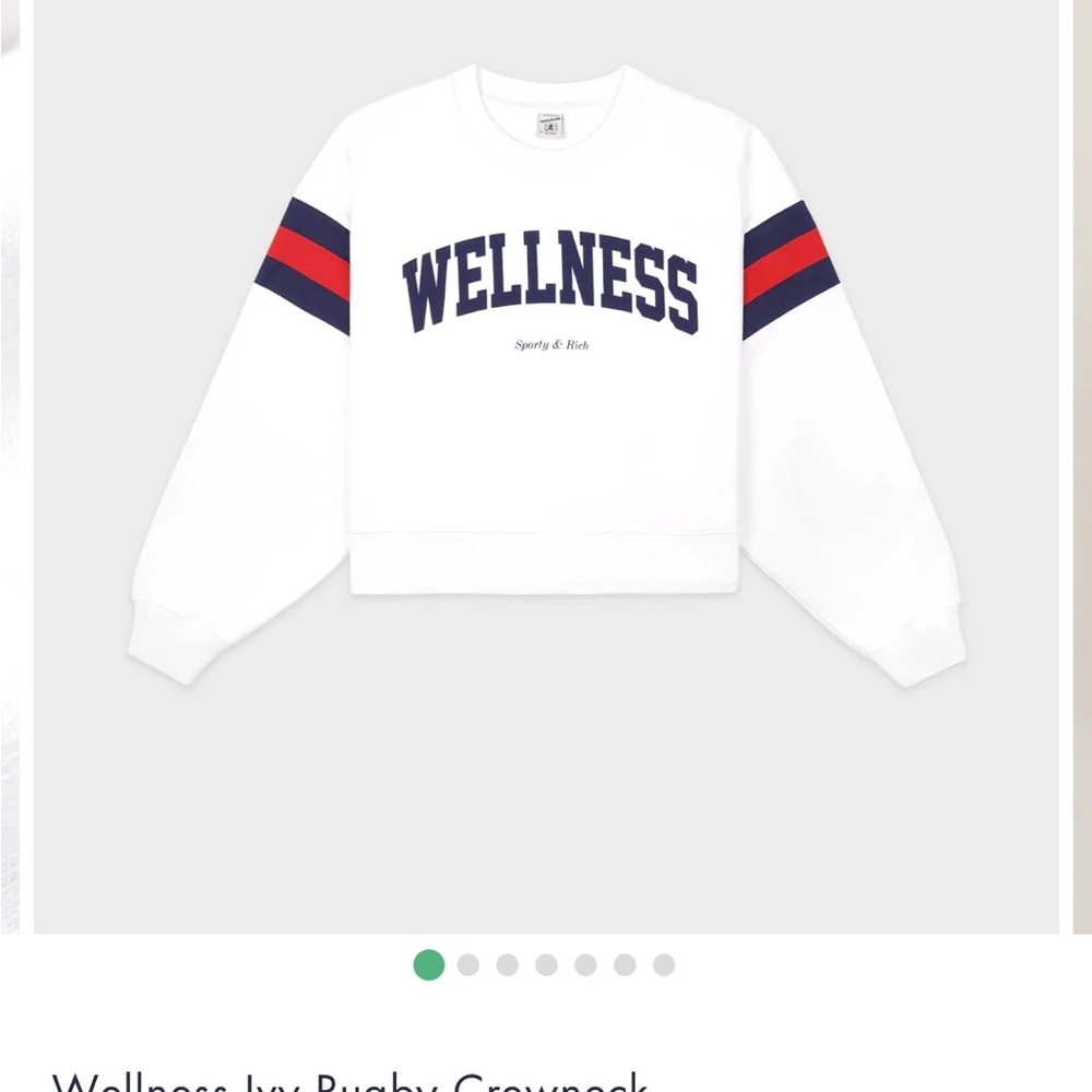 Sporty & Rich White Crewneck Wellbesd ivy rugby Sweatshirt XS